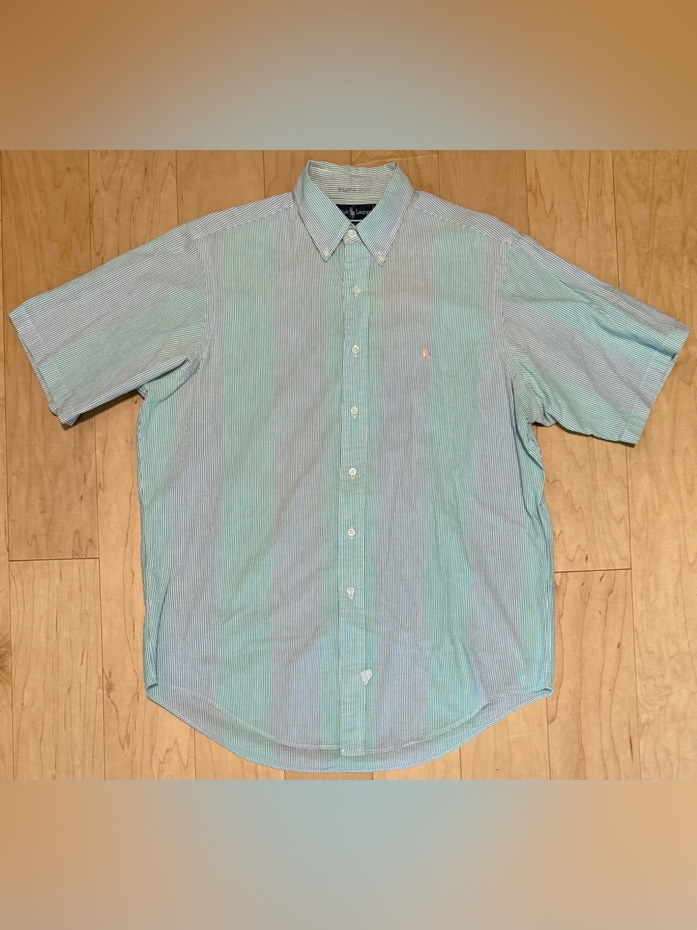 Polo Ralph Lauren Seersucker Striped Colorblock Fun S/S Button Down Shirt Large